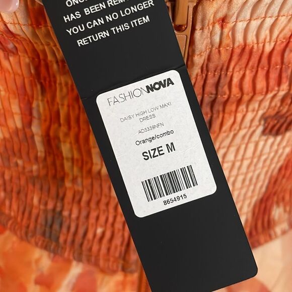 Fashion Nova Daisy High Low Maxi Dress - Orange/combo | size M | NWT - Picture 9 of 12